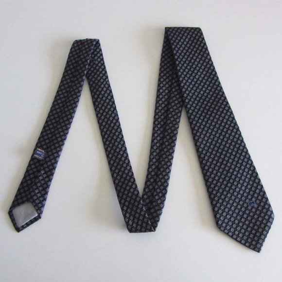 GUCCI navy GG Guccissima grid/dots print jacquard tie 100% silk - Picture 3 of 7